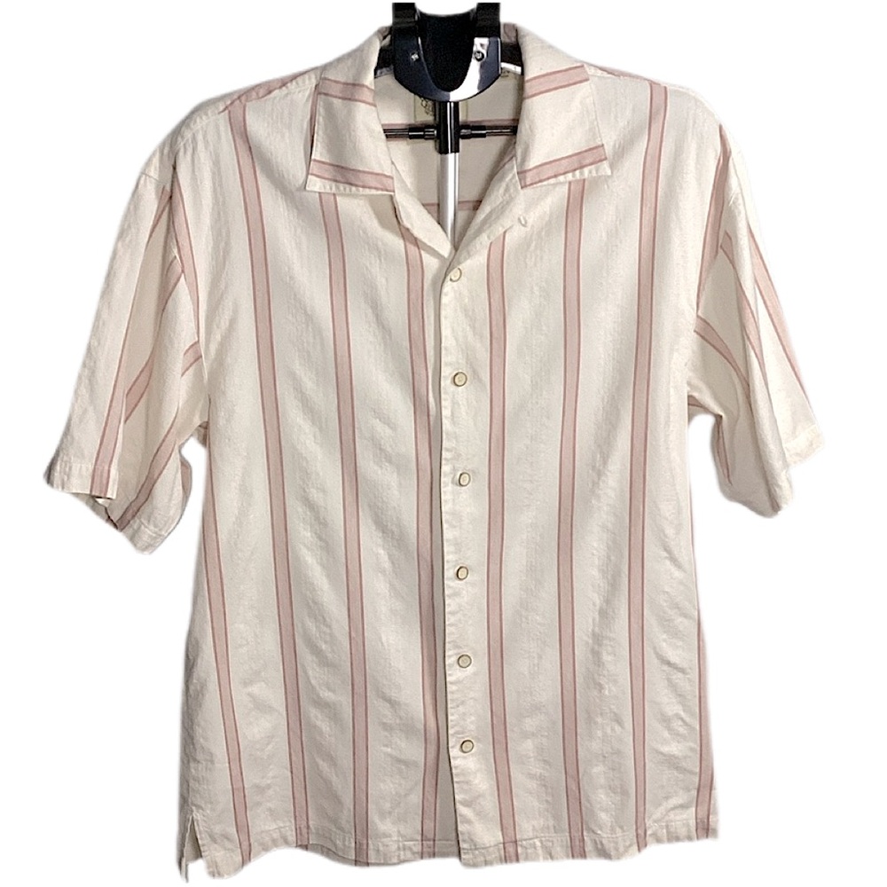 Men's Pusser’s Casual Button Down Shirt - Cream with Red Stripes